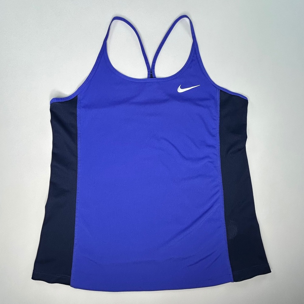 Nike Dri-FIT Womens Tank Top Size M Blue Racerback Mesh Running Workout